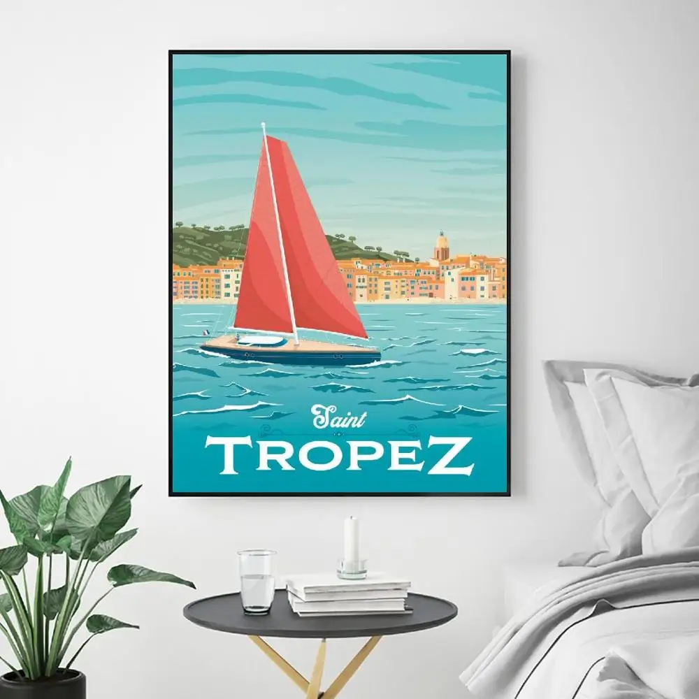 

Saint Tropez Travel Canvas Art Print Wall Poster Living Room Decoration No Frame