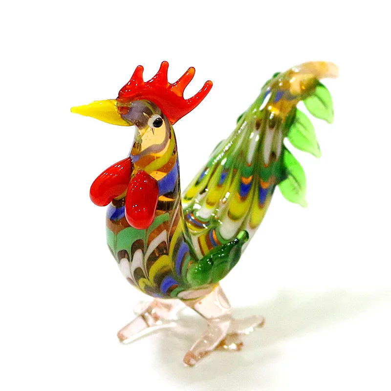 Kleurrijke Murano Glazen Haan Ambachtelijke Beeldjes Miniatuur Leuke Handgemaakte Pik Kip Dieren Ornamenten Home Decor Nieuwjaar Geschenken