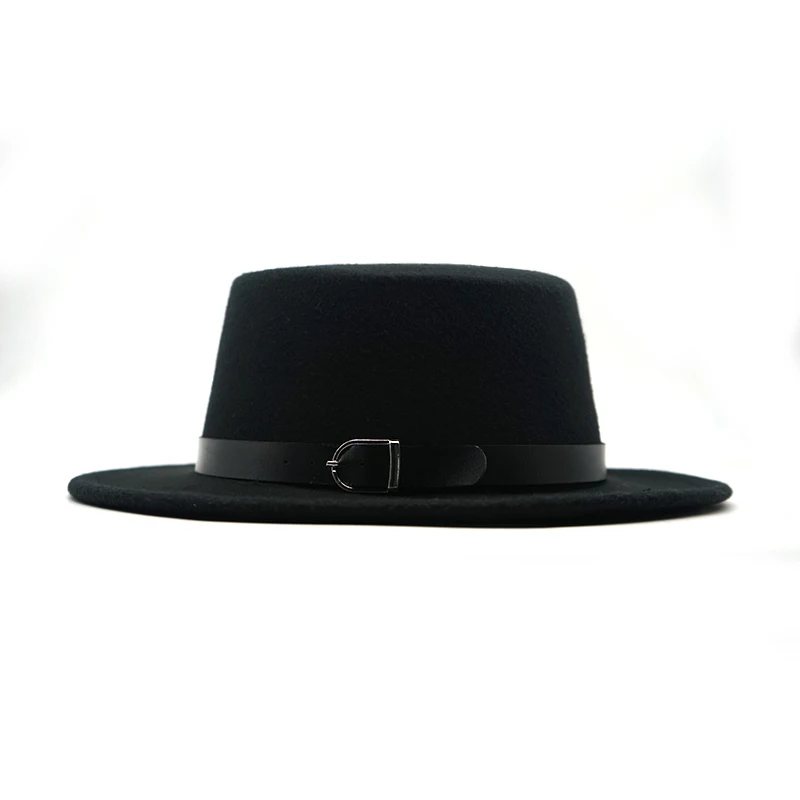 New Felt Hat Men Fedora Hats with Belt Women Vintage Trilby Caps Wool Fedora Warm Jazz Hat Chapeau Femme feutre Panaman hat