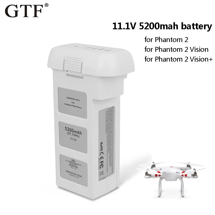 

GTF 11.1V 5200mAh Battery for DJI Phantom 2 Intelligent Flight For DJI Phantom 2 Vision+ Quadcopter Battery Drone Accessories