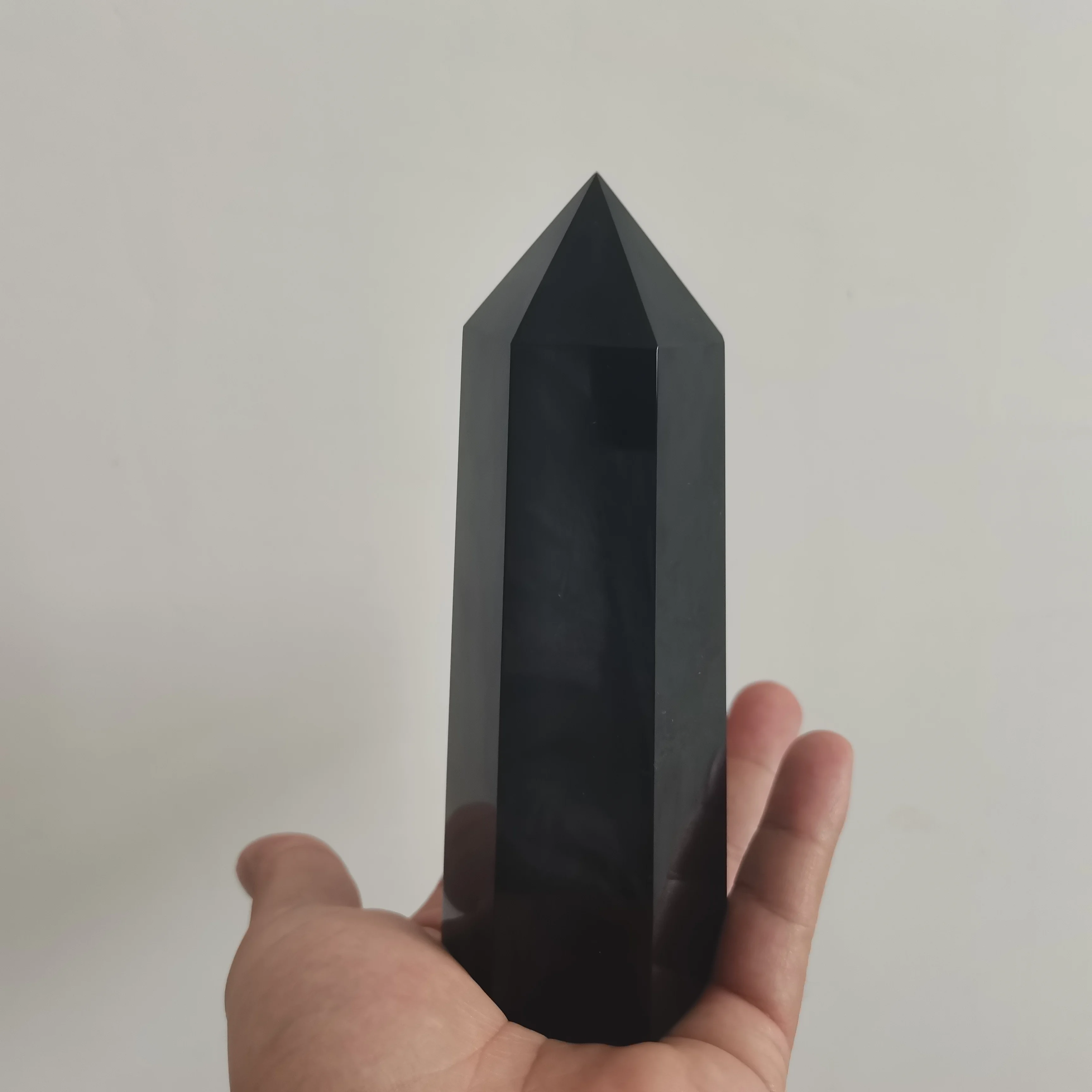 

20cm Natural obsidian obelisk point quartz crystal wand healing 1pcs