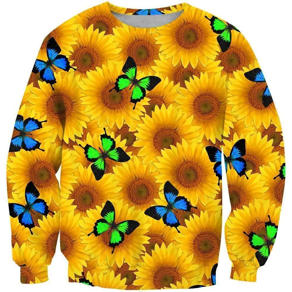 PLstar Cosmos 3Dprinted Newest Butterfly Sunflower Harajuku Streetwear Pullover Funny Unique Unisex Hoodies/Sweatshirt/Zip Style