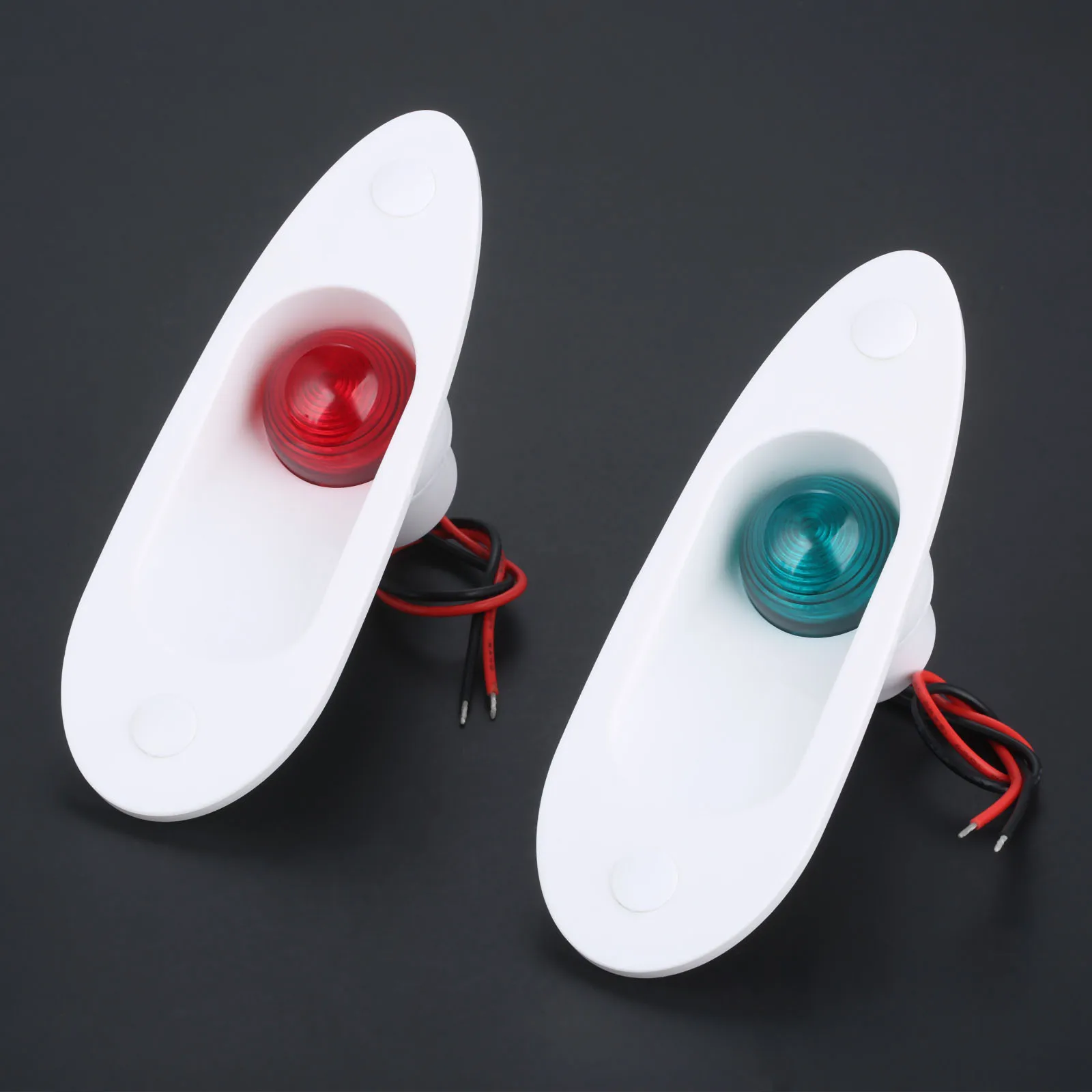 2pc Plastic Yacht Red & Green Flush Mount Lighting Signal Lamp Marine LED Side Navigation Light  Rowing Boats Accessories Marine