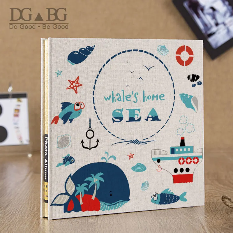 Baby Photo Album Self Adhesive Dust Free Scrapbook for Family Linen Cover DIY Gift Magnetic Travel Travel Book 40 Sticky Pages