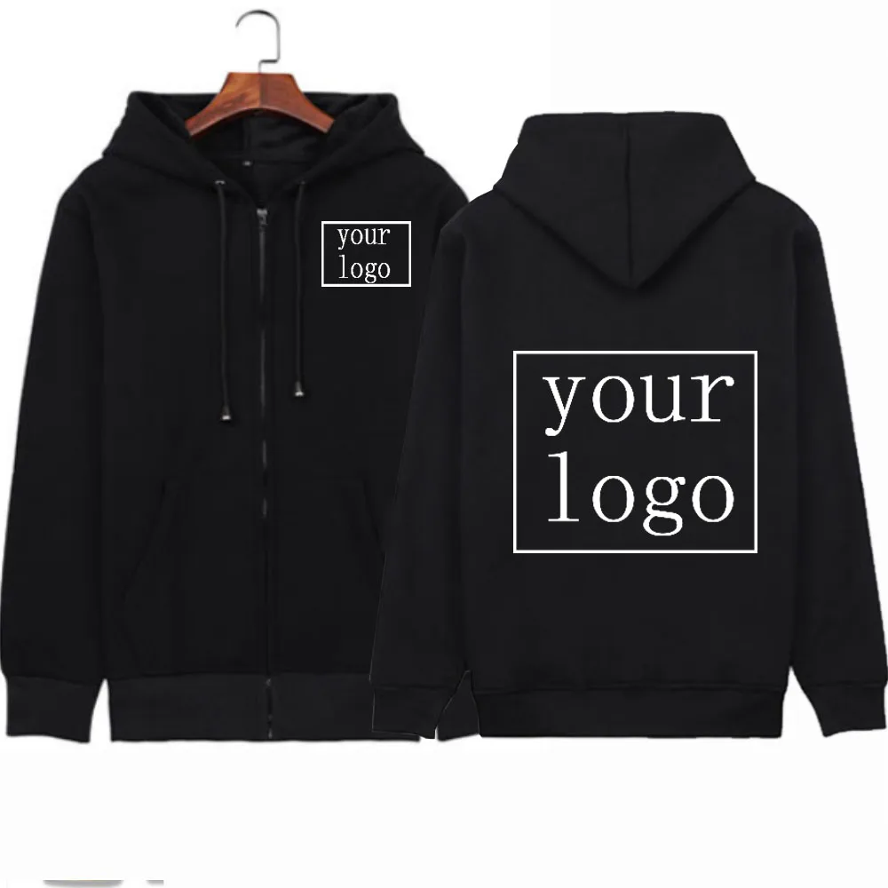 Customize Your Logo Friend Colleague Zipper Sweater 2022 Jacket Coat Sweater Long-Sleeved Hoodie Funny Pattern Solid Color