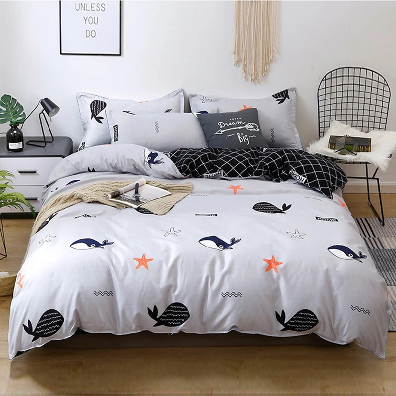 

Double Bed Linen AB Side Twin Queen King Size Fitted Sheet Home Soft Bedding Set