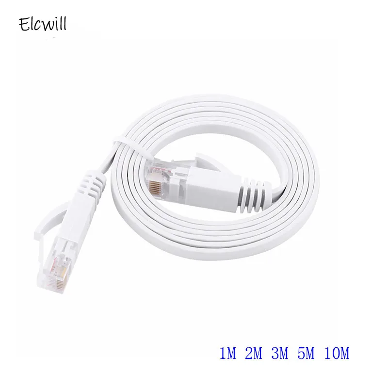 Biały płaski Ethernet kabel CAT6 RJ45 Lan sieci na sznury krosowe do komputera Router laptopa 1M/2M/3M/5M/8M