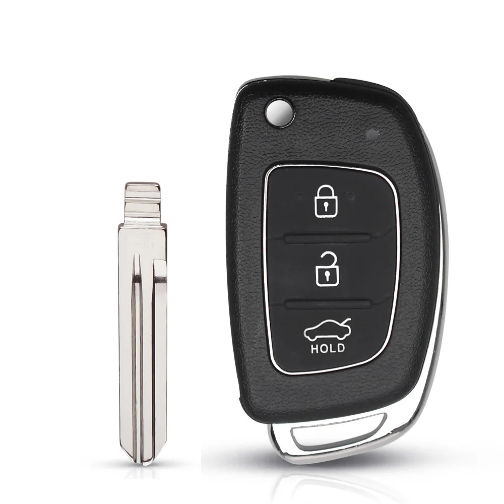 KEYYOU 3-Tasten-Falt-Flip-Fernbedienungsschlüsselgehäuse, Autoschlüsseletui für Hyundai Solaris Ix35 Ix45 Serie, Auto-Schlüsselrohlinge, Gehäuse, Schlüsselanhänger, ungeschnitten