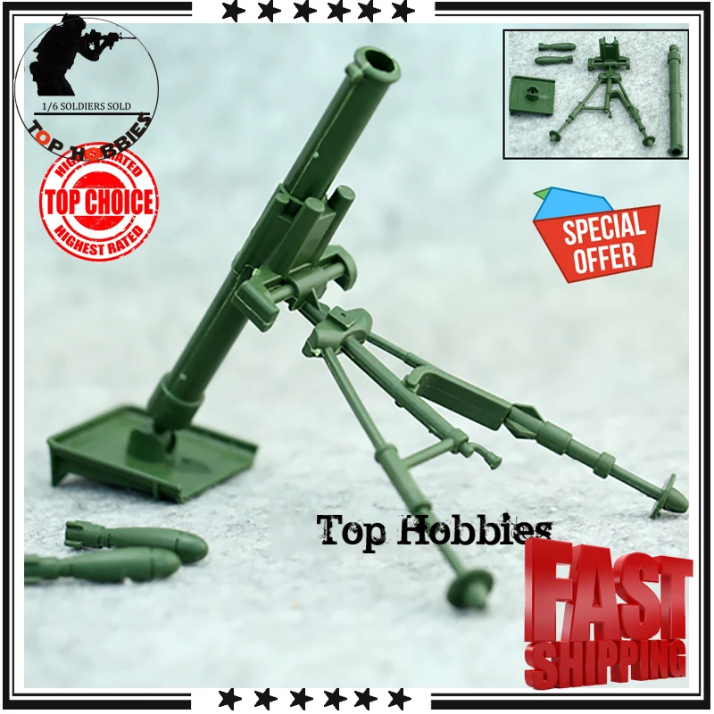 Grüne antike Action figur Modell 1/6 Kinder Spielzeug Mörtel Militär Kampfs oldat Mörser 1/6 Modelo de Arma Mörser Pistole Milita