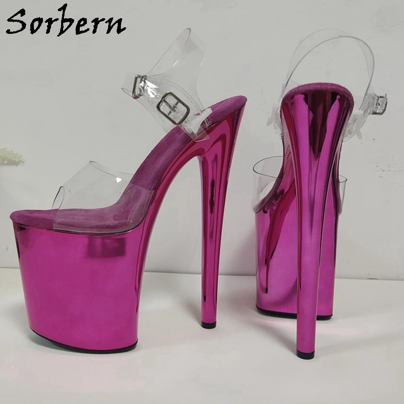 Sorbern Rose Red Plating Heels 20Cm Lady Slingback Sandals Stripper Heeled Ankle Strap Pole Dance Shoes Custom Gold Silver