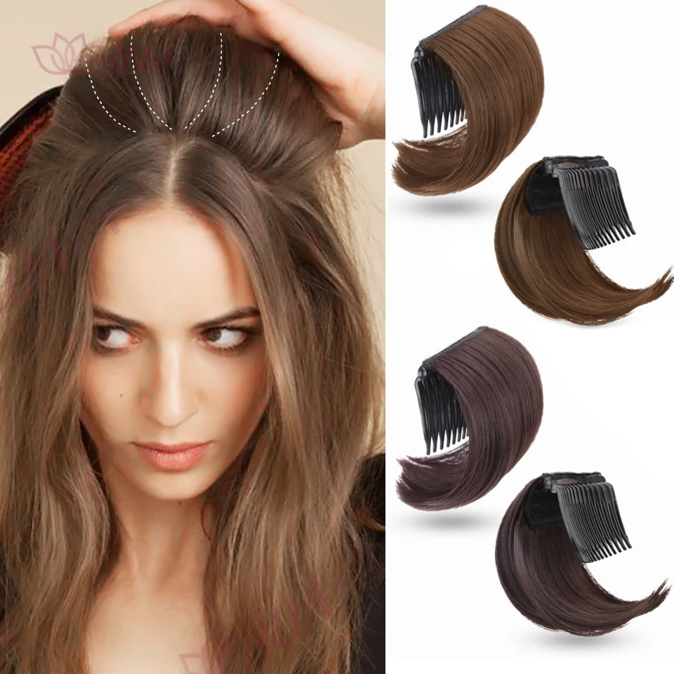 Synthetic Invisible Fluffy Hair Pad Bangs Cushion Invisible Bangs Pad High Straight Hair Up Comb False Hair Accessories Natural