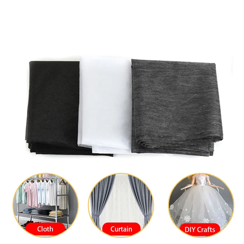 Picture 4: 1/2M Non-Woven Fusible Interlining, White Black Grey Iron-On Adhesive Lining for Sewing, Single-Sided Patchwork Craft Fabric