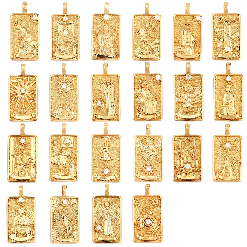 Tarot Cards Charm Pendant ,2021 New  18K Real Gold Plated DIY Jewelry Accessories  for Bracelets Necklaces Making M06