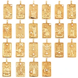 Real 18k banhado a ouro tarô cartas charme pingente, DIY jóias acessórios para pulseiras e colares fazendo, novo, 2021