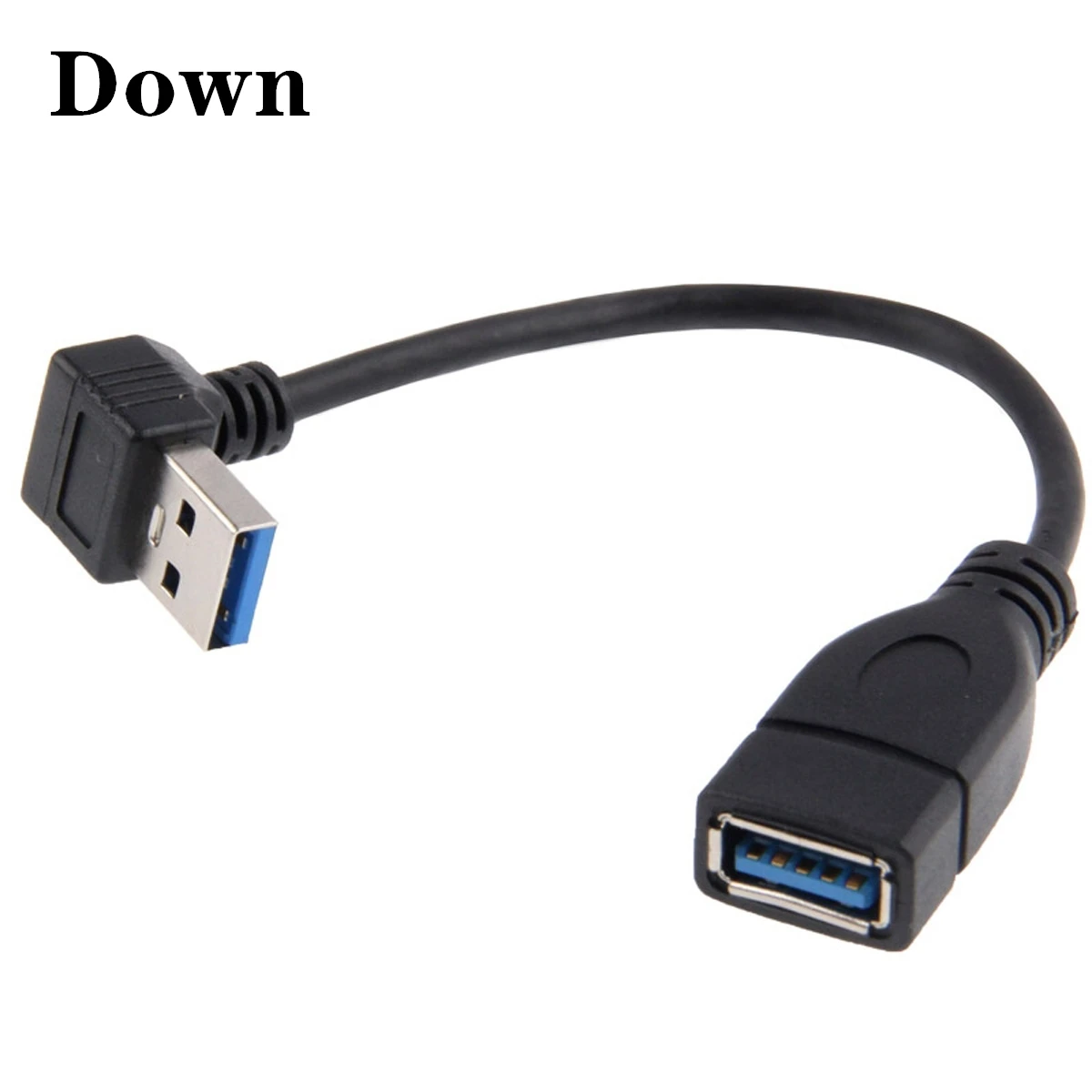 90 Degree left angle USB3.0 Male to female extension cable 15cm white Black color