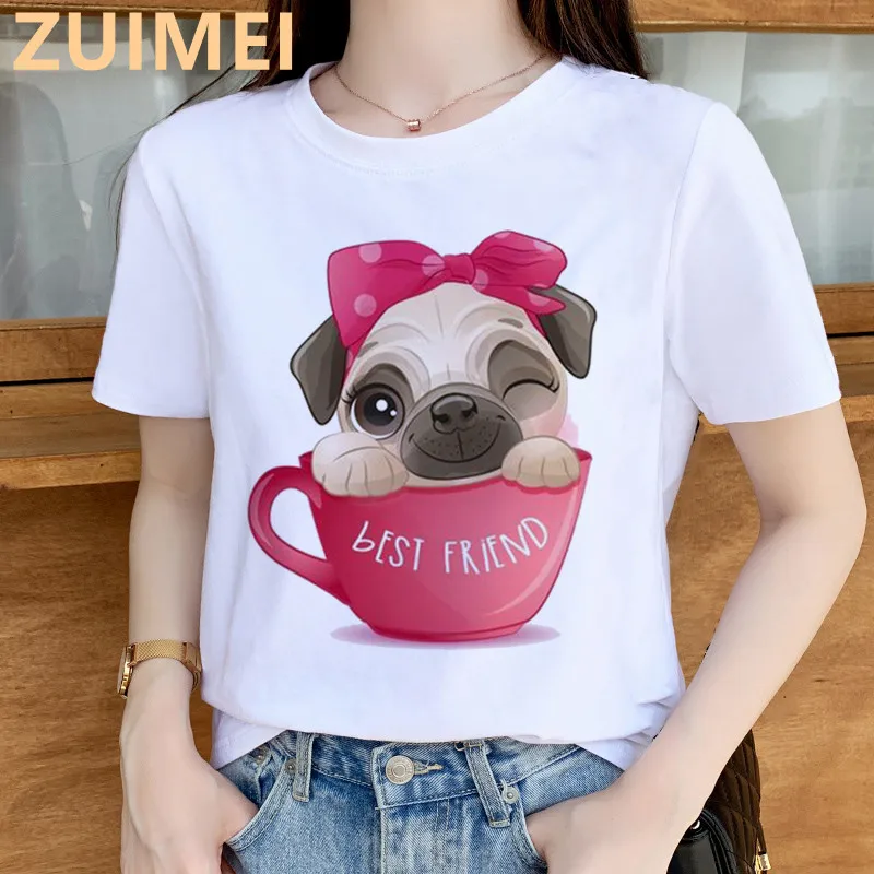 Dogs Best Friend Graphical Top Women's T-shirt Casual ladies basic O-collar Short Sleeved White Women's T shirt Girl,Drop Ship