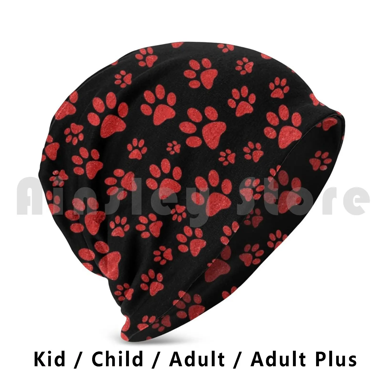 Paw Love Red Beanies Pullover Cap Comfortable Red Paws Dogs Cats Pet Pets Pet Paws Cat Dog Paw Red Paws Paw Pattern