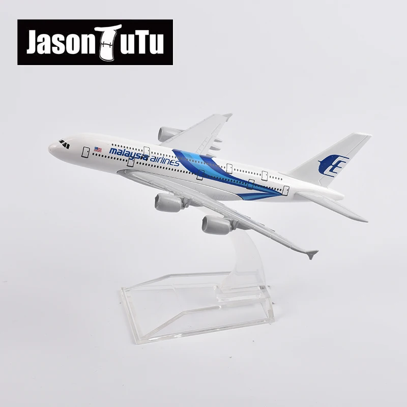 

JASON TUTU 16cm Malaysia Airlines Airbus A380 Plane Model Aircraft Diecast Metal 1/400 Scale Airplane Model Gift Collection