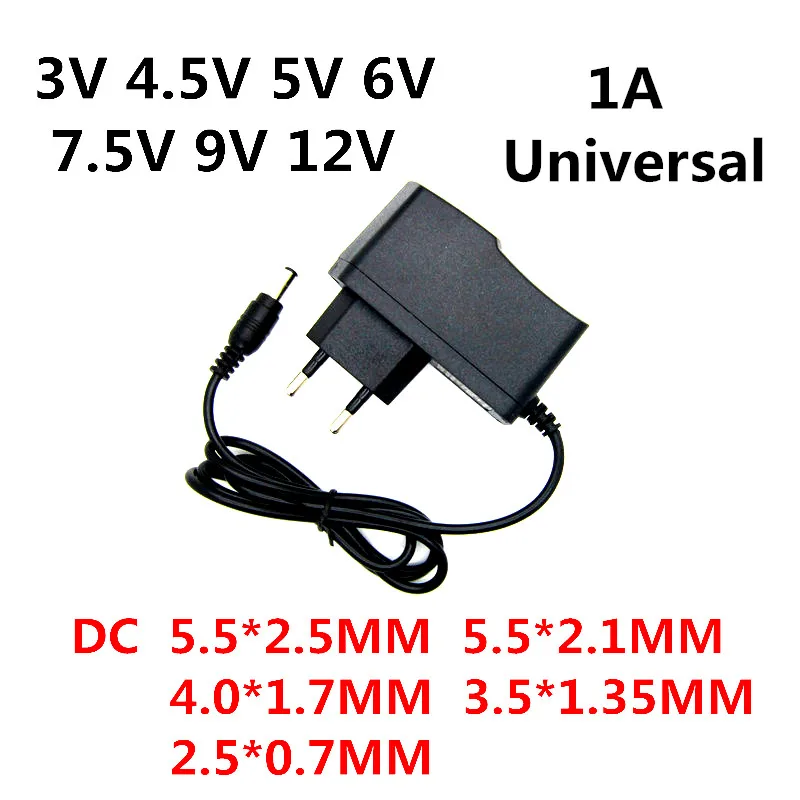 AC 110-240V DC 3V 4.5V 5V 6V 7.5V 9V 12V Volt 1A Power Supply Adapter Charger for LED light strip CCTV