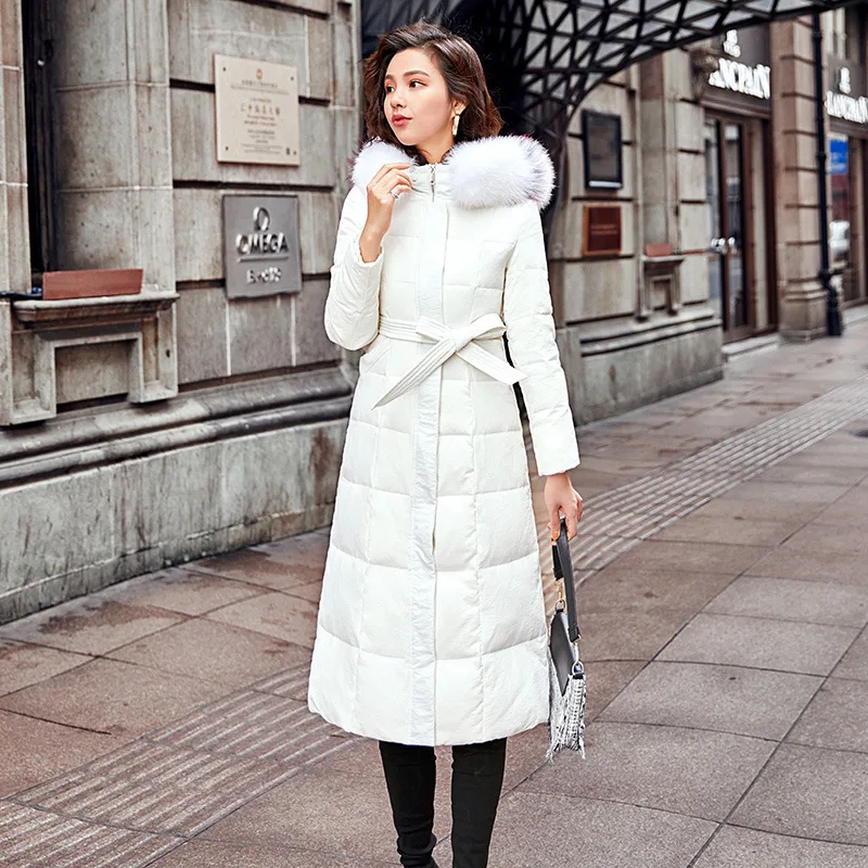 

Winter Coat Female Fashion Down Jacket Woman Hooded Korean Duck Down Long Jackets + Large Fur Ladies Coats Hiver LW905