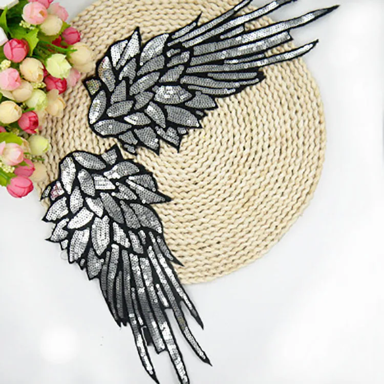 New Arrival Exquisite Sequins Angel Wings Sew-On Patch T-Shirt Applique Embroidery Patch Clothing Accessory Backpack Patches