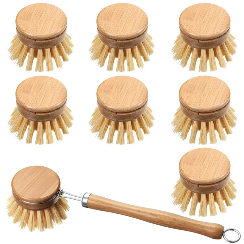 

Wooden Kitchen Dish Brush Natural Bamboo Scrub Cleaning Brush Dish Brush for Kitchen Room Cleaning Supplies