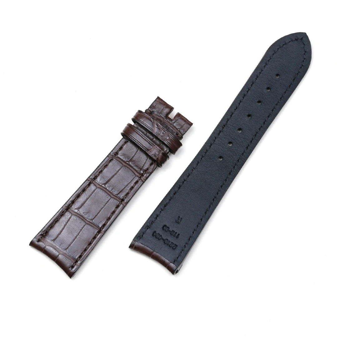 SAUPPO Crocodile Leather Black Dark Brown Suitable for Zenith 21mm 22mm Watch Strap Arc Head Men Watch Accessories