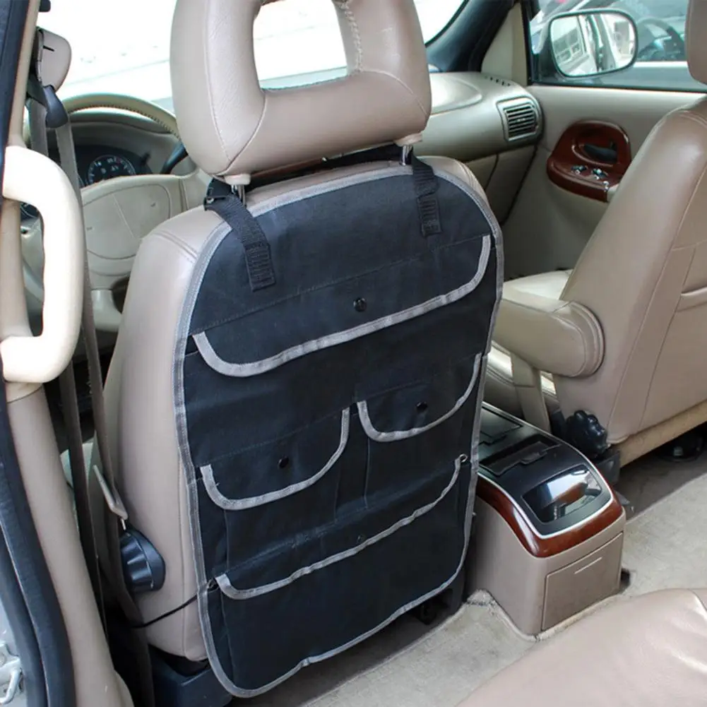 Car Seat Back Multi-Pocket Sundries Storage Bag Kids Anti-Kick Mat Organizer