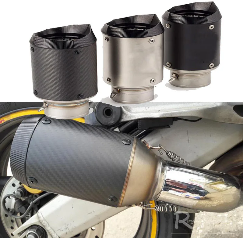 Universal 51mm/60mm Motorcycle Exhaust Pipe carbon fiber for Racing tubo escape escapamento de moto CBR600F MT07 Z800 R6