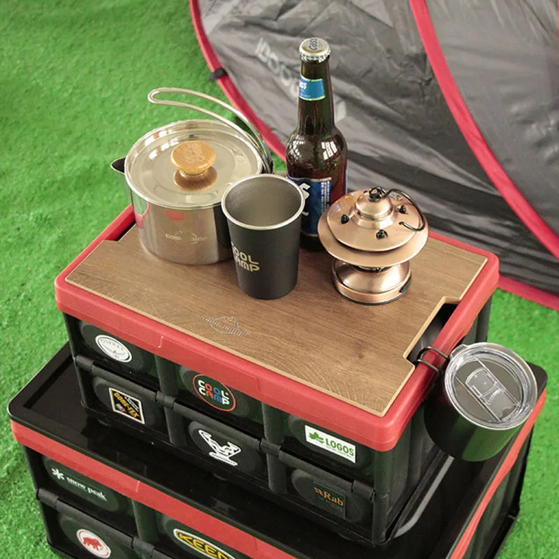 Outdoor camping folding portable storage box car plastic box finishing box storage box picnic table coffee table rack