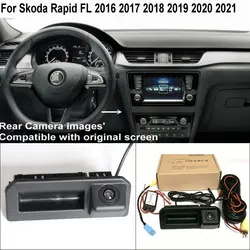 Caméra de recul pour voiture Skoda Rapid FL 2016 2017 2018 2019 2020, dispositif de levage, avec poignée de coffre d'origine en usine