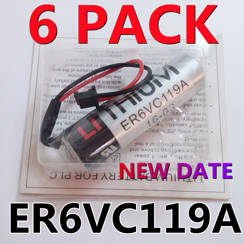 6PCS Fresh Date Original ER6V ER6VC119A 3.6V Battery For Servo With Black Plug