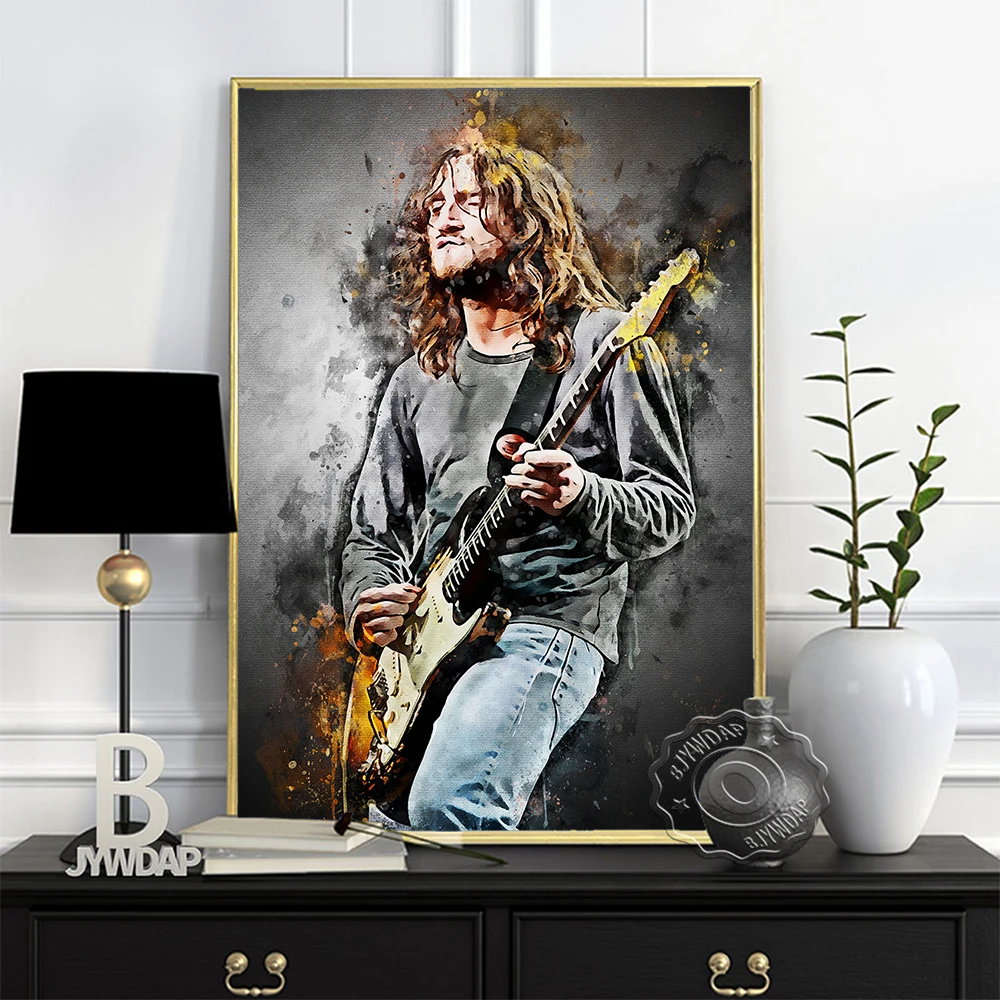 John Frusciante Guitarist Prints Poster, Rock Band Art Prints Painting, Alternative Rock Music Fans Collect Home Wall Decor