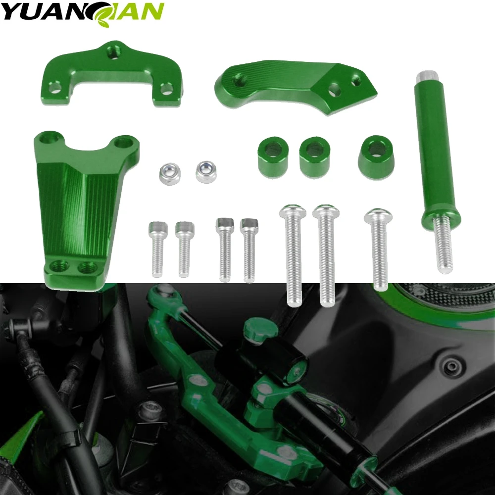 For Kawasaki ER6N Adjustable Steering Stabilizer Damper Bracket Mount Holder Kit ER-6N 2013 2014 2015 2016 Aluminum Accessories