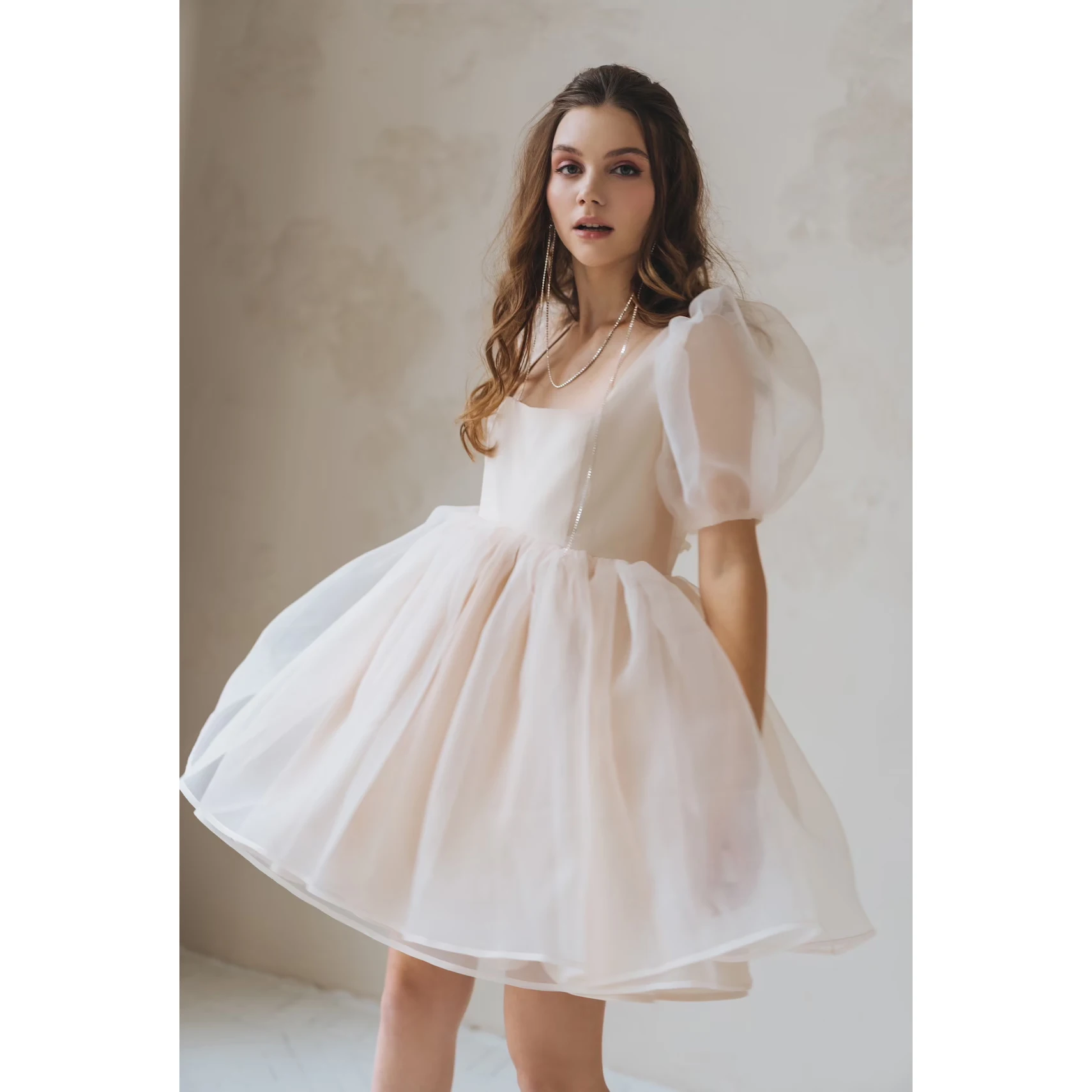 

Sweet Pretty Elegant Short Homecoming Dresses Puff Sleeves Organza Ball Gown Women Party Graduation Gowns Plus Size Custom Made