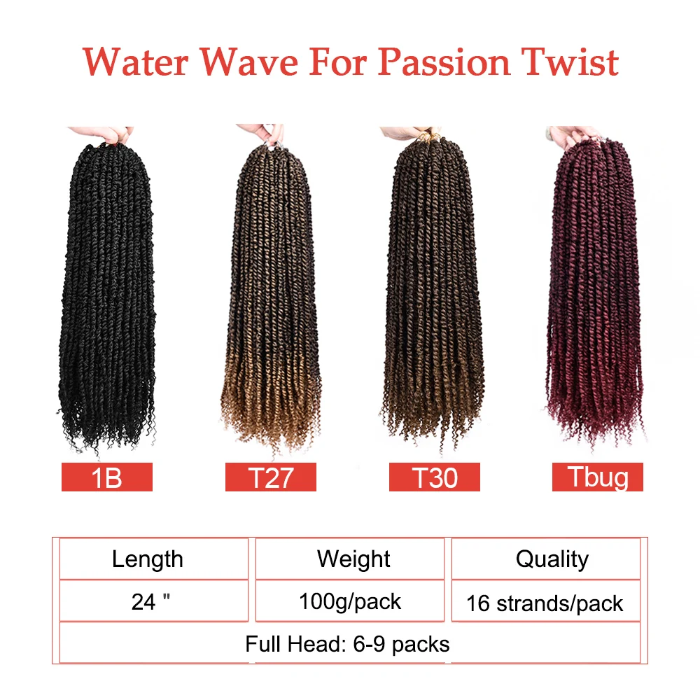 Passion Twist-extensiones de cabello trenzado sintético para mujeres negras, pelo de ganchillo, esponjoso, 24 pulgadas