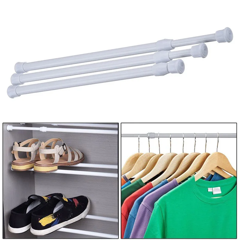 

Adjustable Curtain Rod Metal Spring Loaded Bathroom Bar Shower Extendable Telescopic Poles Rail Hanger Rods