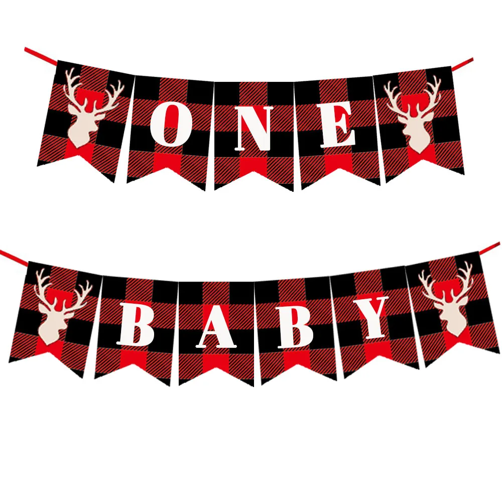 Lumberjack Theme Banner Party Supplies for Kid Birthday & Baby Shower Party Decoration