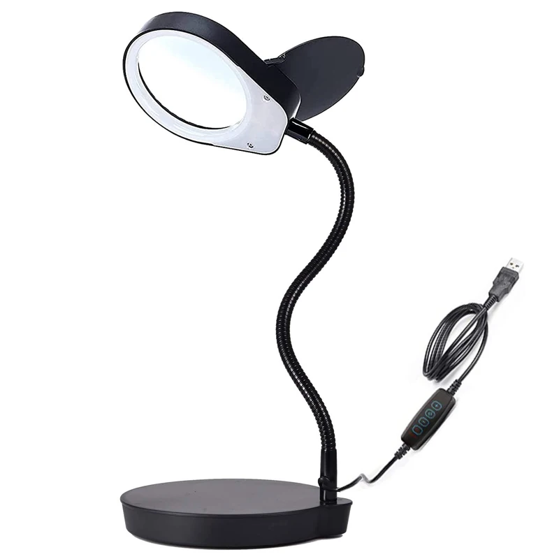 

3 Colors Led Table Lamp Magnifier 8x15x 3x10x 5x Glass Lens Loupe Flexible Arm Dimmable Illuminated Magnifying Glass Desk Light