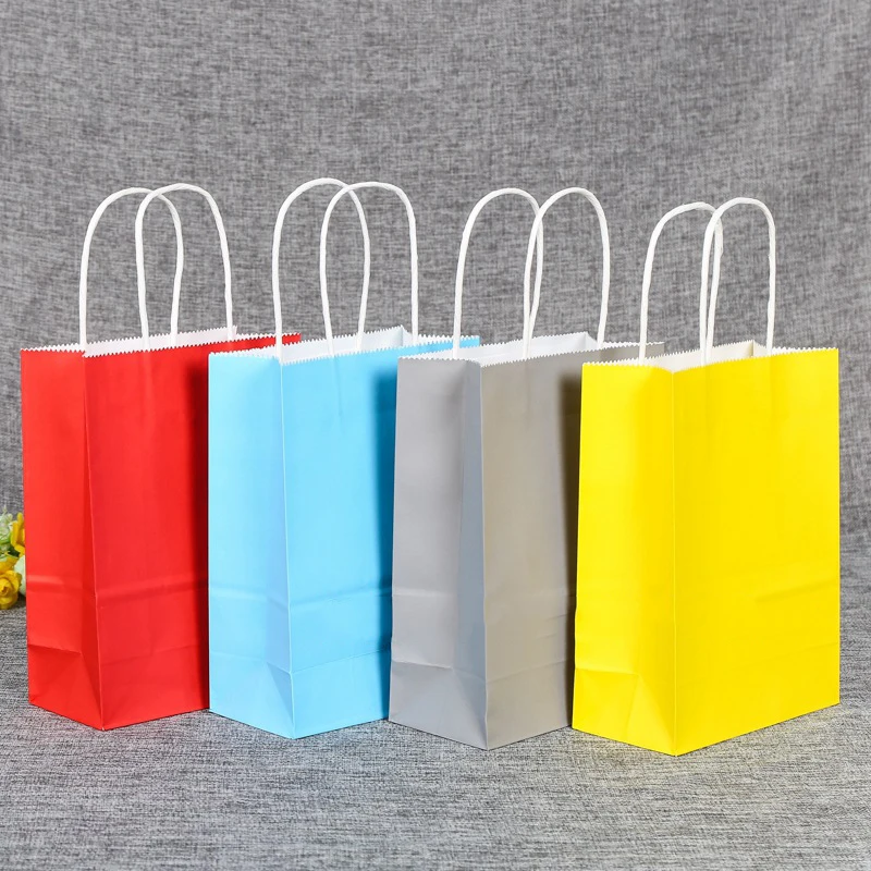 20 pcs Eco-Friendly Reusable Brown Kraft Paper Bags for Shopping Grocery and Paper Shopping Bag Customizable Logo