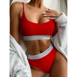 Bikini Women's Swimsuit New High Waist Swimwear Women Bikini Set Sequin Swimsuits Bikini Underwear Set Kostium Kapielowy 2021