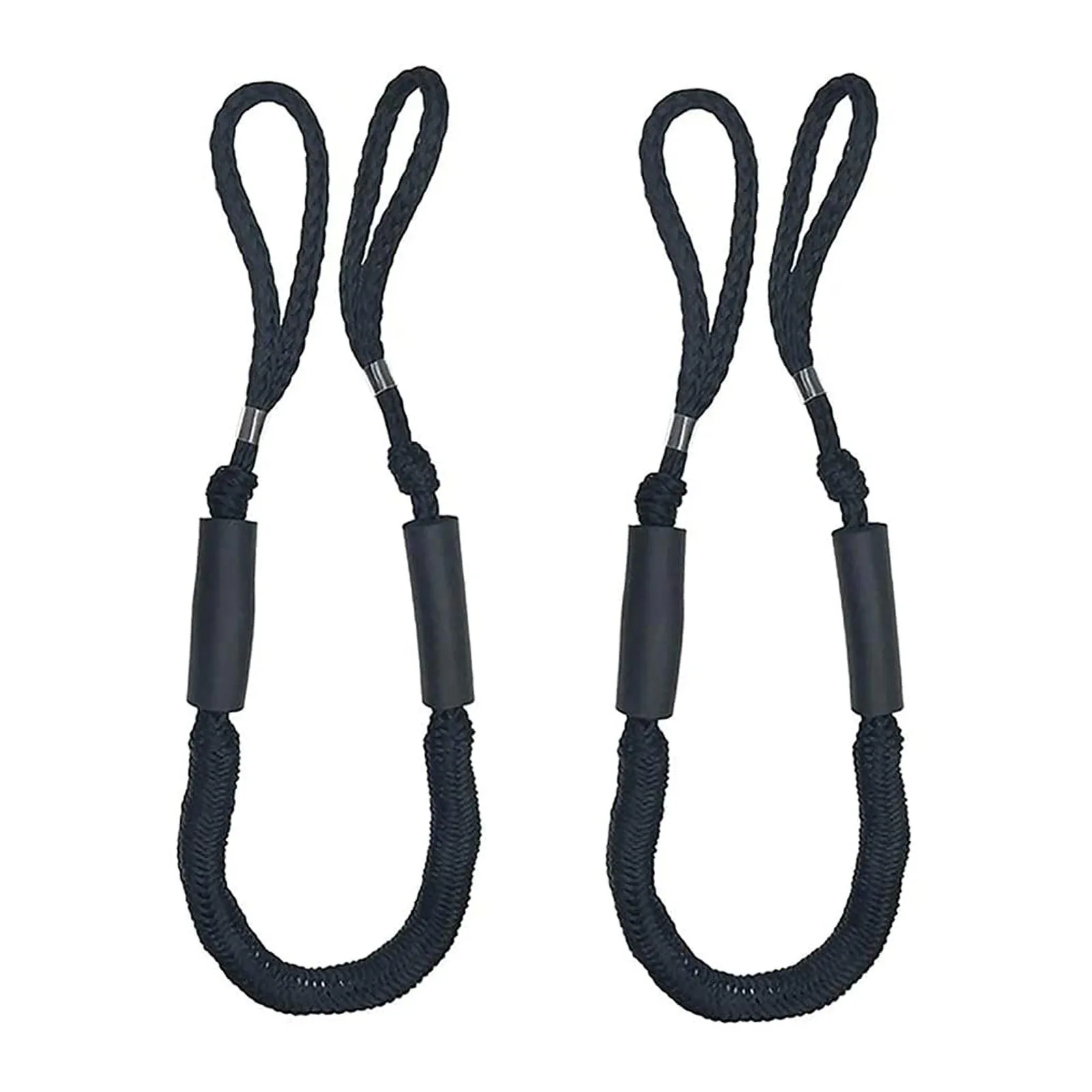 2pcs Boat Black 4ft Bungee Dock Lines Shock Absorb Dock Tie Boat Mooring Rope Boat Accessories