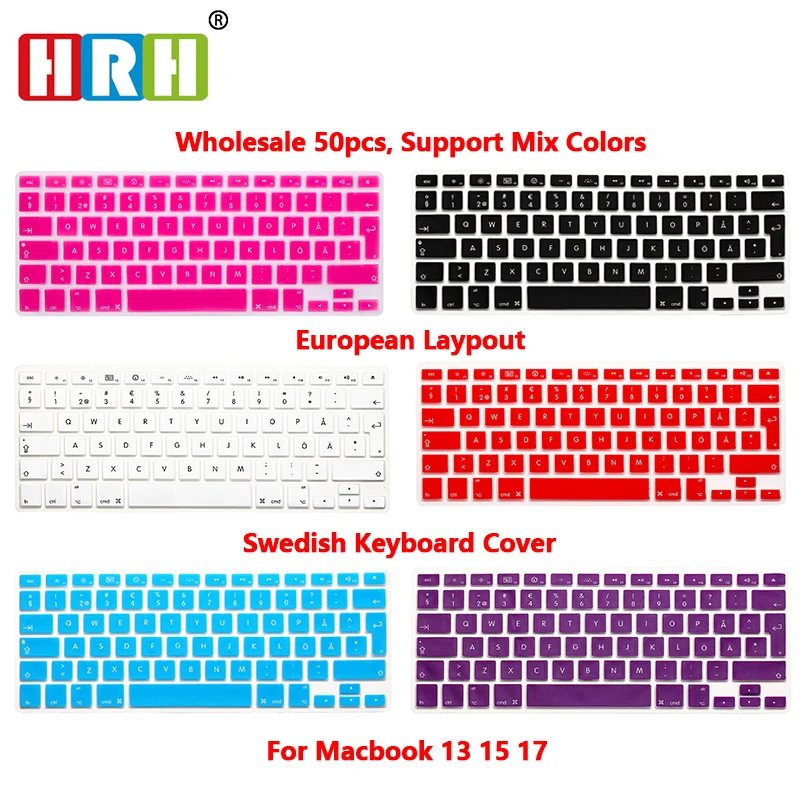 

HRH 50pcs Ultra-thin Swedish Silicone Gel EU/UK Keyboard Cover Skin Protector Sticker Film For MacBook Air Pro Retina 13 15 17