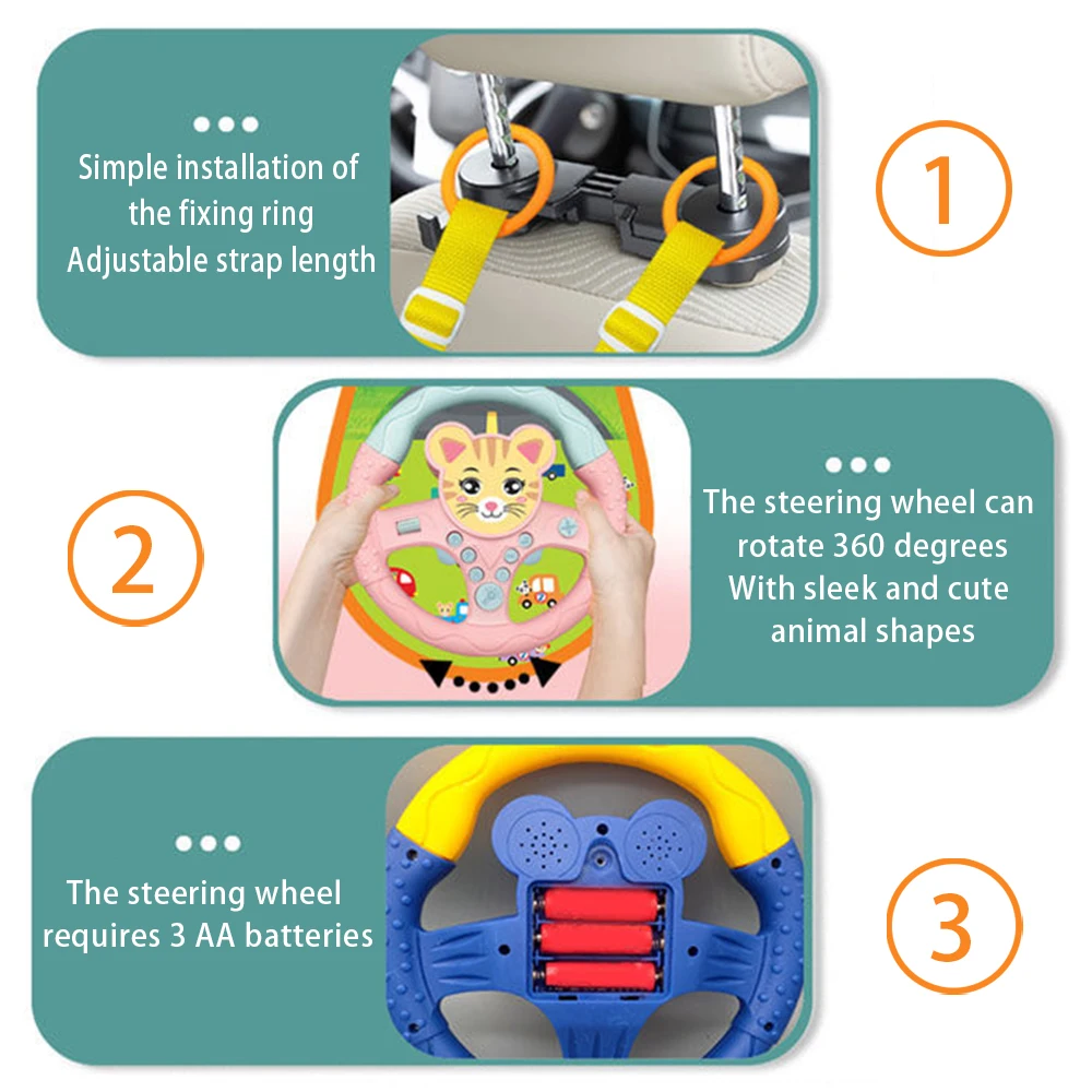 Baby Animal Moder Simulation Steering Wheel Vocal Toy Car Copilots Eletric Light With Base Kids Toys Musical Early Educational