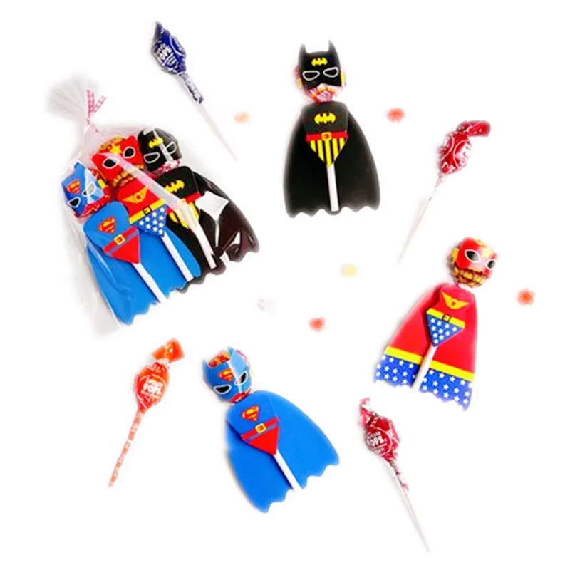 54Pcs Superhero Party Favors Mermaid Cartoon Animal Candy Lollipop Decoration Cards For Kids Birthday Party Supplies Candy Gift