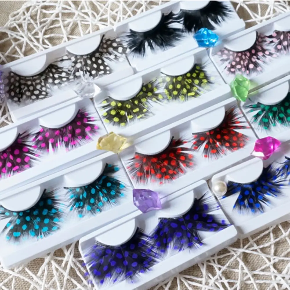 1Pair Bushy Feathers Exaggerate False Eyelashes Stage Catwalk Art Fake Eyelashes 100% Handmade Eyelash Extension Makeup Tools