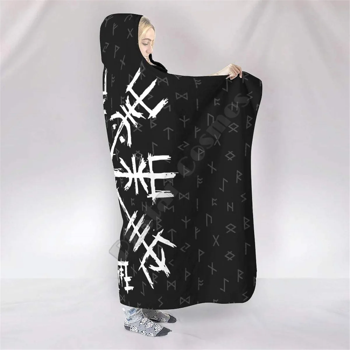 Viking Tattoo 3d printed Hooded Blanket Adult child Sherpa Fleece Wearable Blanket Microfiber Bedding Drop Shipping