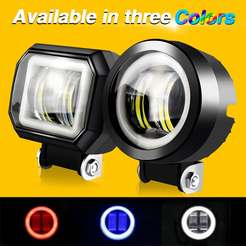 2PCS/1PCS Waterproof Round LED Angel Eyes Light Bar Portable Spotlights Motorcycle Offroad Car Truck Driving Boat Work Light