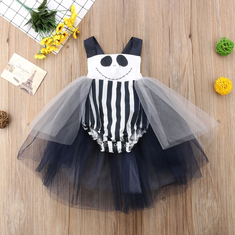 2018-08-01 Infant Toddler Baby Girls Halloween Dress Tulle Romper Jumpsuit Sunsuit Outfits Clothes