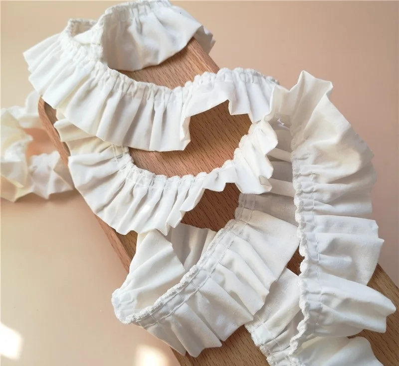 2 metrów/partia 4cm białe zasłony wykończenia plisowana bawełniana tkanina krotnie w pół koronkowy kołnierzyk wstążka wykończenia DIY sukienki Decor